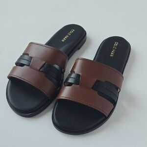 Cole Haan Women Flynn Slotted Flat Sandals - Black And Brown - Size 8 - New